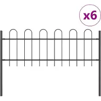 vidaXL Clôture de jardin 6 pièces Gris 10,2 x 0,6 m Acier thermolaqué