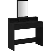 vidaXL Table de maquillage , noire, imitation chêne, 100 x 41 x 140 cm