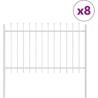 vidaXL Clôture de jardin 8 pièces Blanc 13,6 x 0,8 m Acier thermolaqué