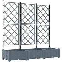 vidaXL Bac à fleurs avec Treillis 3 pcs Gris clair 120 x 40 x 125.5 cm