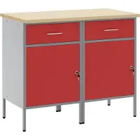 vidaXL Établi avec tiroirs 2 pcs rouge et gris 100 x 55 x 85 cm