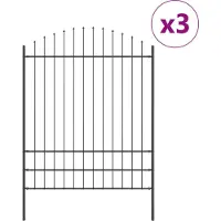 vidaXL Clôture de jardin 3 pièces Gris 170 x 225 cm Acier thermolaqué