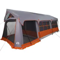 vidaXL Tente familiale grise et orange 620 x 322 x 240 cm Polyester