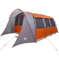 vidaXL Tente familiale avec toit, gris et orange, 576 x 325 x 213 cm