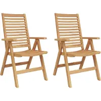 vidaXL Chaise, lot de 2, marron, 64,5 x 52 x 108 cm, bois de teck massif