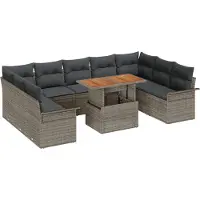 vidaXL Ensemble de salon de jardin , 10 pièces, gris