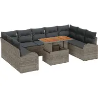 vidaXL Ensemble de salon de jardin , 10 pièces, gris
