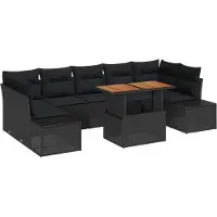 vidaXL Ensemble de canapés de jardin , 8 pièces, noir, en résine tressée