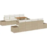 vidaXL Ensemble de canapé de jardin , 9 pièces, beige, en polyrotin