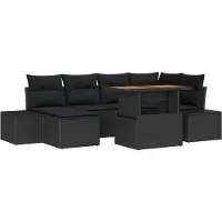 vidaXL Ensemble de salon de jardin , 7 pièces, noir et marron