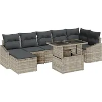 vidaXL Ensemble de salon de jardin , 8 pièces, gris clair et gris foncé
