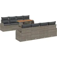 vidaXL Ensemble de canapé de jardin avec coussins 7 pcs Gris