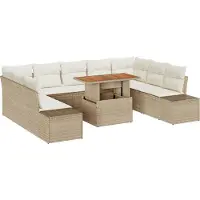 vidaXL Ensemble de canapés de jardin , 10 pièces, couleur beige