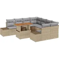 vidaXL Ensemble de canapés de jardin , 9 pièces, beige et gris