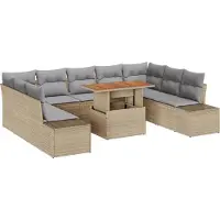 vidaXL Ensemble de canapés de jardin , 10 pièces, couleur beige