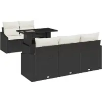 vidaXL Ensemble de canapé de jardin avec mémoire 6 pcs noir poly rotin