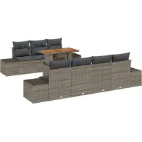vidaXL Salon de jardin avec coussins 8 pcs Gris et brun