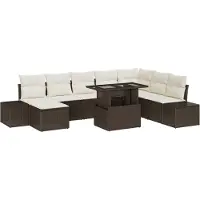 vidaXL Ensemble de canapés de jardin , 9 pièces, marron et crème, en polyrotin