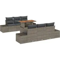 vidaXL Ensemble de canapés de jardin , 7 pièces, gris, en résine tressée
