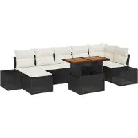 vidaXL Ensemble de canapé de jardin avec coussins 8 pcs noir et crème
