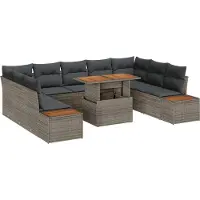 vidaXL Ensemble de canapés de jardin , 10 pièces, gris, en résine tressée