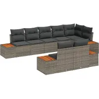 vidaXL Ensemble de canapés de jardin , 8 pièces, gris, en résine tressée