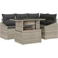 vidaXL Ensemble de canapés de jardin , 5 pièces, gris clair, en résine tressée