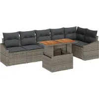 vidaXL Ensemble de canapés de jardin , 7 pièces, gris et marron