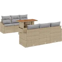 vidaXL Ensemble de canapés de jardin , 7 pièces, beige et gris