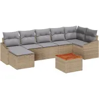vidaXL Ensemble de canapés de jardin , 8 pièces, beige, en polyrotin