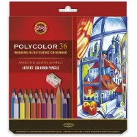 Kohinoor Polycolor- Künstlerfarbstifte 36er Pack inklusive Anspitzer u. 2 Graphitstifte (36x)