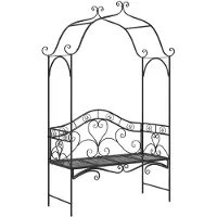 vidaXL Banc de jardin noir 121 x 48 x 200 cm en acier