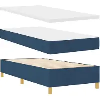 vidaXL Lit boxspring avec tête de lit, bleu, 200 x 90 cm, tissu