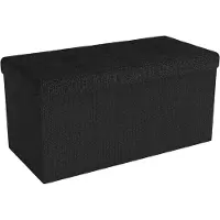 Intirilife Banc Pliable 76x38x38 Cm En Piano Noir - Cube De Siège Avec Espace De Rangement Et Couvercle En Tissu Avec Creux - Sitzcube Repose-Pieds Coffre De Rangement Pouf