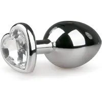 Easytoys Anal Collection Metal No.7 - plug anal cœur pierre blanche - métal argenté