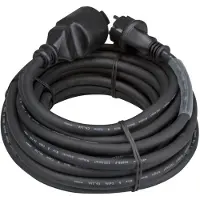 Velleman Câble d'extension, H05RR-F 3G2.5, 5 m, 16 A/230 V, 3680 W, type E/F, IP44, caoutchouc, noir