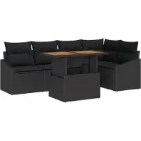 vidaXL Ensemble de canapés de jardin , 6 pièces, noir et marron