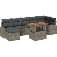 vidaXL Ensemble de salon de jardin , 8 pièces, gris