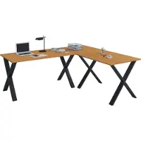 VCM Bureau en bois | Plaine de bureau d'angle | 190x130 | Forme L gauche ou droite | Plaque de table de travail 50 cm en profondeur | Meubles de bureau de table d'ordinateur - Lona X