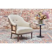 PIB Fauteuil rond en lin et coton amande Léonie