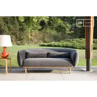 PIB Canapé arrondi 3 places en velours gris Olson