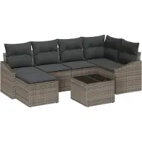 vidaXL Salon de jardin avec coussins avec mémoire 7 pcs gris clair