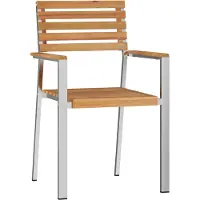 vidaXL Chaise de jardin, lot de 4, en teck massif et acier inoxydable