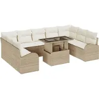 vidaXL Ensemble de canapés de jardin , 10 pièces, beige et crème, en polyrotin