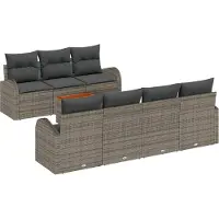 vidaXL Ensemble de canapés de jardin , 8 pièces, gris, en résine tressée