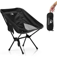 Travelhawk Chaise de camping - Chaise de plage - Chaise de plage pliable - Chaise de pêche - Chaise pliante - Pliable - Légère - Noire