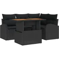 vidaXL Ensemble de salon de jardin , 5 pièces, couleur noire