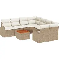 vidaXL Ensemble de canapés de jardin , 9 pièces, beige, en polyrotin