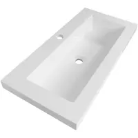 Saniclass Spring lavabo peu profond 80x40x5cm - 1 bassin - 1 trou de robinet - marbre minéral - blanc soie WT-SI801ZW