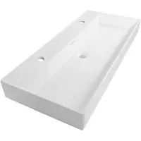 Saniclass Lunar lavabo pour meuble - 101x13x46.5cm - avec trop-plein - 1 vasque - 2 trous de robinet - céramique - blanc brillant WT-LU1002HW
